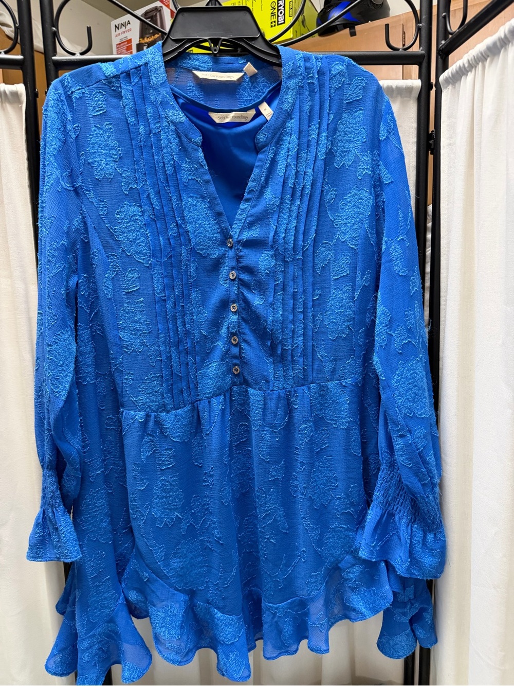 Soft Surroundings Royal Blue Textured Button-Front Tunic With Matching Tank